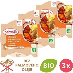 BABYBIO Zelenina s baskickým kuřetem a rýží 3× 260 g #77704