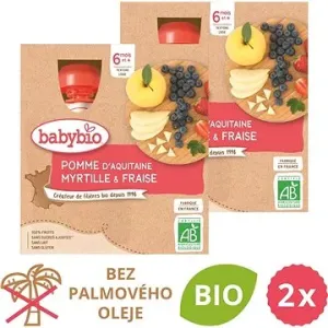 BABYBIO Jablko, borůvky a jahody 2× (4× 90 g) #187943