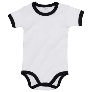 Babybugz Dvoubarevné dětské body s krátkým rukávem - Bílá / černá | 6-12 měsíců #3799856