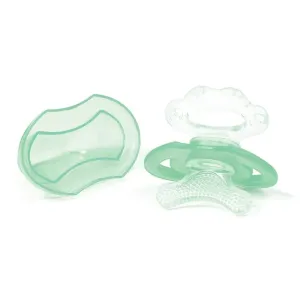 BABYONO - Kousátko silikonové bez BPA ve tvaru dudlíku s krytem zelená 3 m +