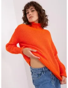 Dámský svetr s rolákem a žebrovanými lemy DARRT oranžový