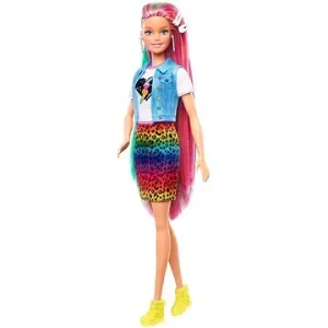Mattel GRN81 Barbie Modelky (Fashionistas) - Leopardí panenka s duhovými vlasy a doplňky