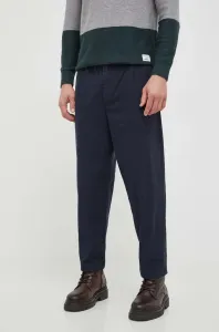 Bavlněné kalhoty Barbour tmavomodrá barva, jednoduché