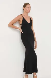 Šaty Bardot černá barva, maxi #5272884