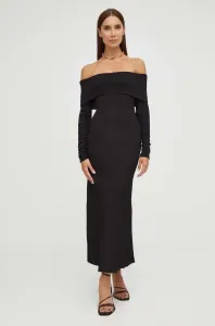 Šaty Bardot černá barva, maxi #6056105