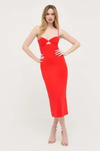 Šaty Bardot červená barva, midi #5635905