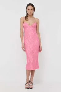 Šaty Bardot růžová barva, midi #5055932