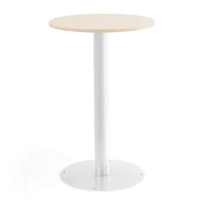 Barový stůl ALVA, Ø700x1100 mm, bříza, bílá