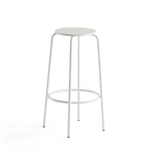 Barová židle TIMMY, výška 730 mm, bílé nohy, bílý sedák