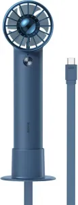 Baseus Flyer Turbine ruční / stolní ventilátor + kabel USB / USB-C, modrý (ACFX010103)