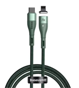 Baseus Zinc - 1,5-metrový magnetický nylonový USB Type C - Lightning kabel Power Delivery 20W (zelený)