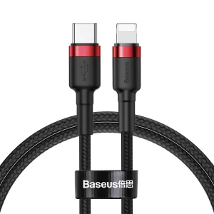 Kabel USB-C na Lightning PD Baseus Cafule, 18 W, 1 m (černý/červený)