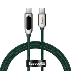 Kabel USB-C na USB-C Baseus Display, Power Delivery, 100W, 1m (zelený)