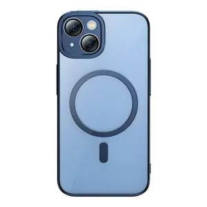 Ochranná sada Baseus Glitter transparentní magnetické pouzdro a tvrzené sklo pro iPhone 14 (modré)