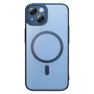 Ochranná sada Baseus Glitter transparentní magnetické pouzdro a tvrzené sklo pro iPhone 14 Plus (modré)