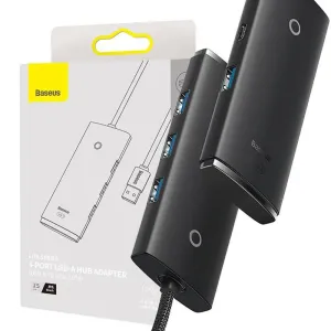 Rozbočovač 4 v 1 řady Baseus Lite USB na 4x USB 3.0 25 cm (černý)