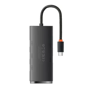 Rozbočovač 4 v 1 Baseus Lite Series USB-C na 4x USB 3.0 + USB-C, 25 cm (černý)