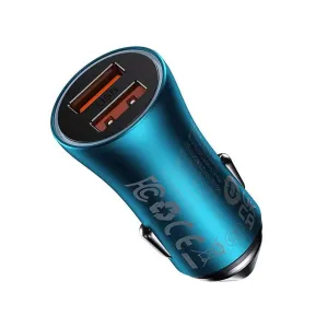 Baseus Golden Contactor Max nabíječka do auta, 2x USB, 60W (modrá)