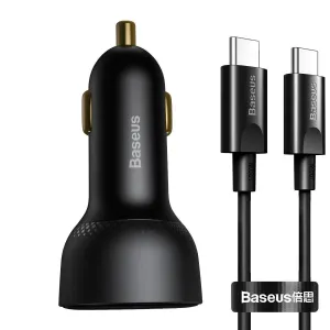 Baseus Superme Nabíječka do auta, USB, USB-C, 100W + USB-C kabel (černá)