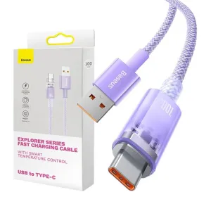 Baseus kabel pro rychlé nabíjení USB-C 6A, 1 m (fialový)