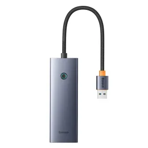Baseus UltraJoy Series Lite 4portový rozbočovač (USB na USB 3.0*4+USB-C 5V) (šedý)