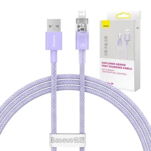 Baseus USB-A na Lightning Explorer Series rychlonabíjecí kabel 1m, 2,4A (fialový)