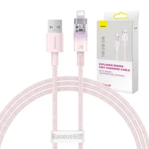 Baseus USB-A na Lightning Explorer Series rychlonabíjecí kabel 1m, 2,4A (růžový)