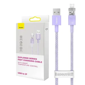 Baseus USB-A na Lightning Explorer Series rychlonabíjecí kabel 2m, 2,4A (fialový)