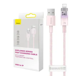 Baseus USB-A na Lightning Explorer Series rychlonabíjecí kabel 2m, 2,4A (růžový)