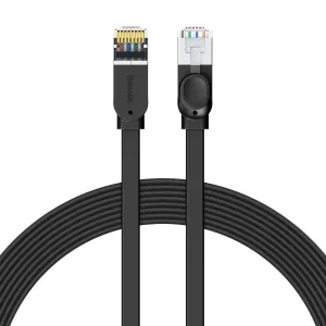 Baseus Vysokorychlostní plochý síťový kabel, Ethernet RJ45, Gigabit, Cat.6, 8 m (černý)