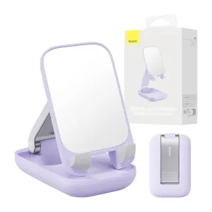 Baseus Seashell stojan na mobil se zrcadlem, fialový