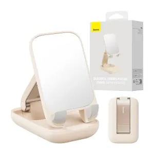 Folding Phone Stand Baseus with mirror, baby pink (6932172629915)