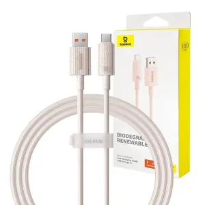 Kabel Baseus USB na USB-C Habitat Series 100W pro rychlé nabíjení, 1 m (růžový)