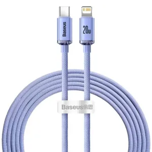 Kabel USB-C na Lightning Baseus Crystal, 20W, PD, 2m (fialový)