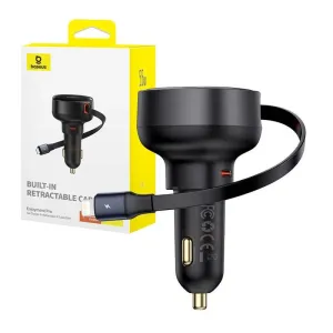 Nabíječka do auta Baseus Enjoyment Pro s kabelem lightning + USB-C, 55 W (černá)
