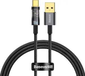 Baseus Explorer Series datový kabel USB-A/USB-C s inteligentním vypnutím 100 W 1m černá