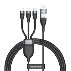 Baseus Flash Series 3v2 nabíjecí / datový kabel USB/USB-C na MicroUSB + Lightning + USB-C 100W 1, 2m, šedá-černá