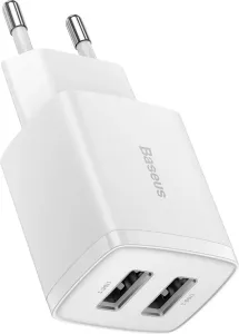 Kompaktní rychlonabíječka Baseus, 2x USB, 10,5 W (bílá)