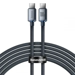 Baseus Crystal Shine Series nabíjecí / datový kabel USB-C / USB-C 100W 2m, černá #224599