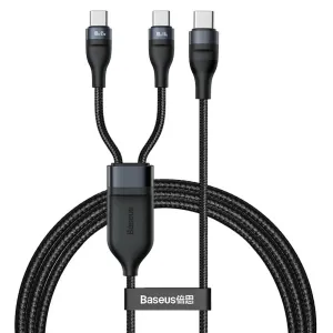 Baseus Flash Series nabíjecí / datový kabel USB-C na USB-C + USB-C 100W 1, 5m, černá