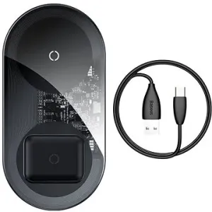 Baseus Simple 2 in 1 Qi Wireless Charger 18W Max For iPhone + AirPods Transparent Black