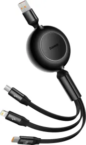 Baseus Bright Mirror 2 retractable cable 3in1 USB Type A - micro USB + Lightning + USB Type C 66W 1.1m black