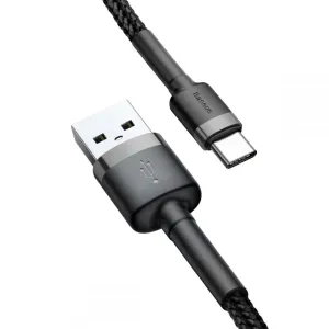 Baseus Cafule kabel USB / USB C QC 3.0 3A 1m, černý/šedý (CATKLF-BG1)