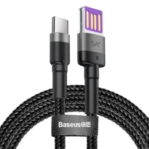 Kabel USB-C Baseus Cafule Huawei SuperCharge, QC 3.0, 5A 1m (černý/šedý)