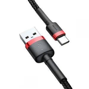 Baseus Cafule kabel USB / USB Type-C QC 3.0 1m, černý/červený (CATKLF-B91)