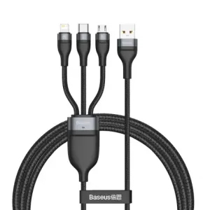 Baseus Data kabel 3in1 USB - Lightning / USB-C / Micro USB 1.2m 5A 40W, černý (CA1T3-G1)