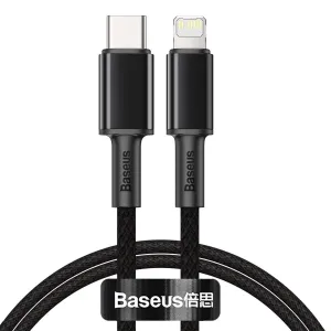 Kabel USB-C na Lightning Baseus High Density Braided, 20W, 5A, PD, 1m (černý)