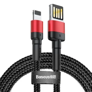 Kabel Lightning USB (oboustranný) Baseus Cafule 2,4A 1m (černý/červený)