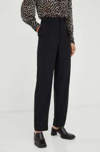 Kalhoty s příměsí vlny BA&SH černá barva, jednoduché, high waist