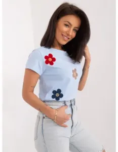 Dámské tričko s květinovým vzorem BASIC FEEL GOOD světle modré